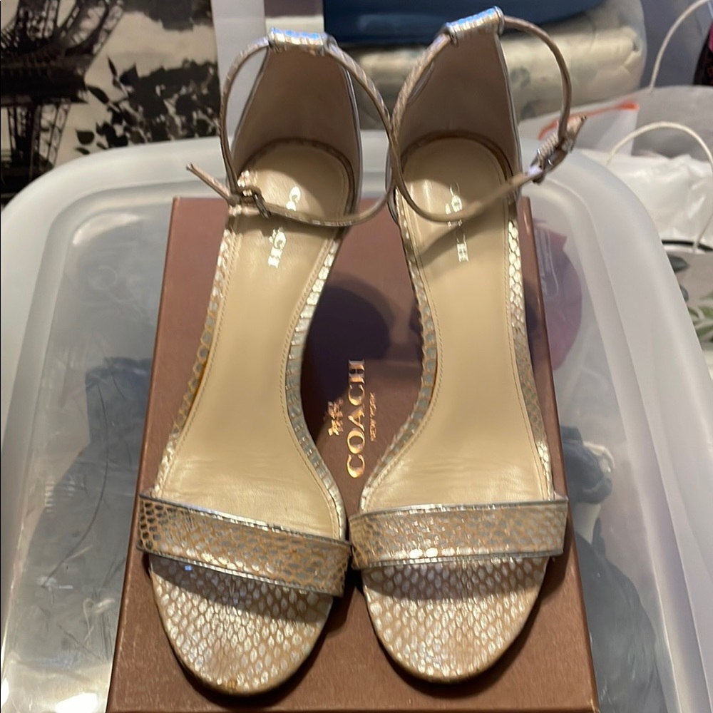 Coach pink/silver Heels Elegant Dress Sandals